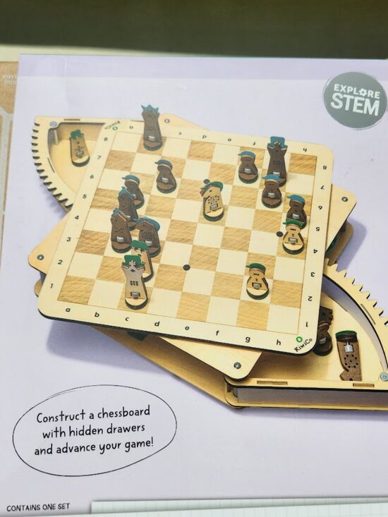 Amazon.com: Wooden Chess Set with Storage – Handcrafted  KiwiCo Chess Set Wooden Game Board and Pieces with Hidden Storage Craft Kit - Un